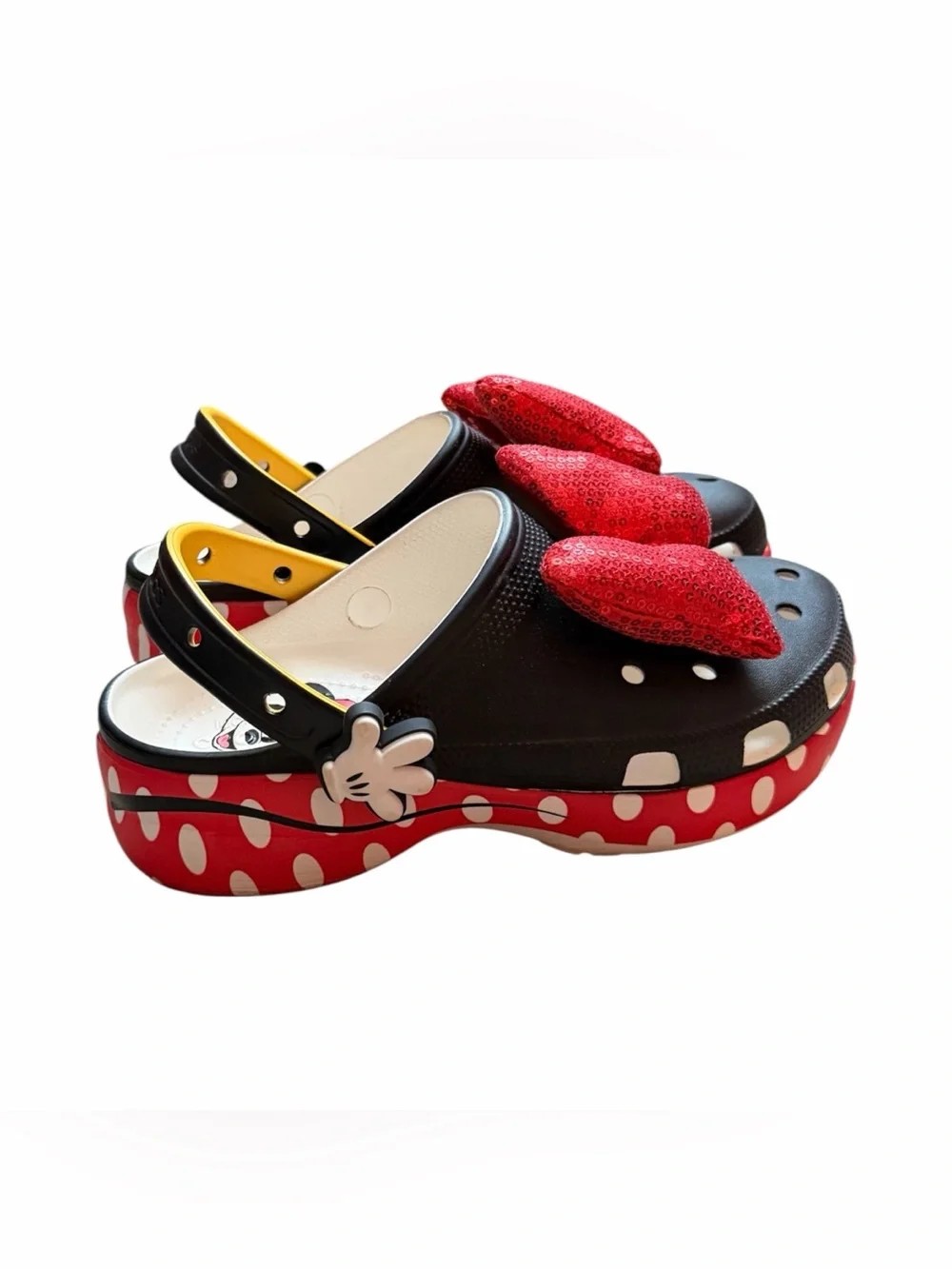 Crocs x Disney Minnie Mouse Platform Clogs Sequin Bow Womens 9